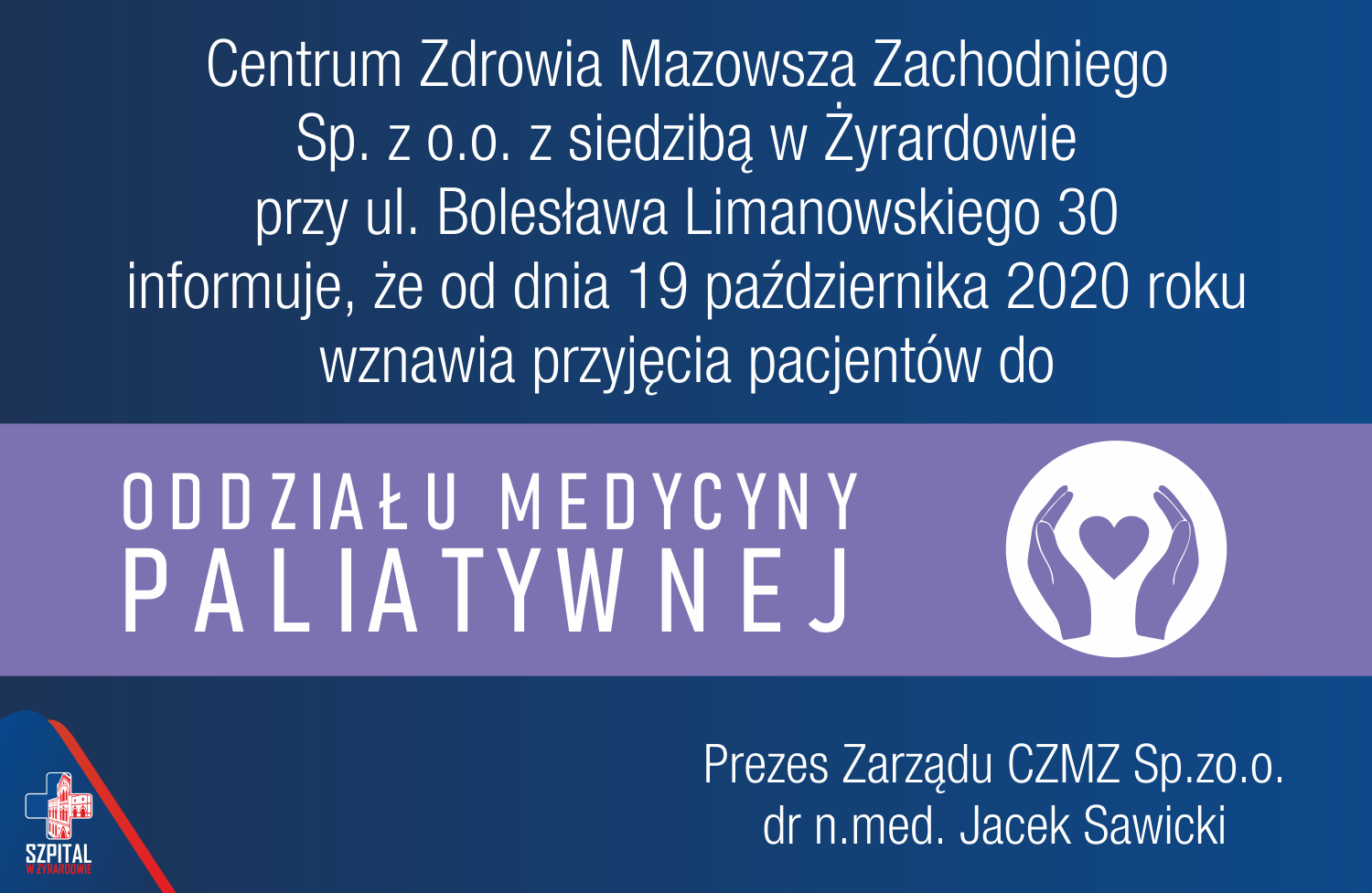 Wznowienie przyjęć do Oddziału Medycyny Paliatywnej