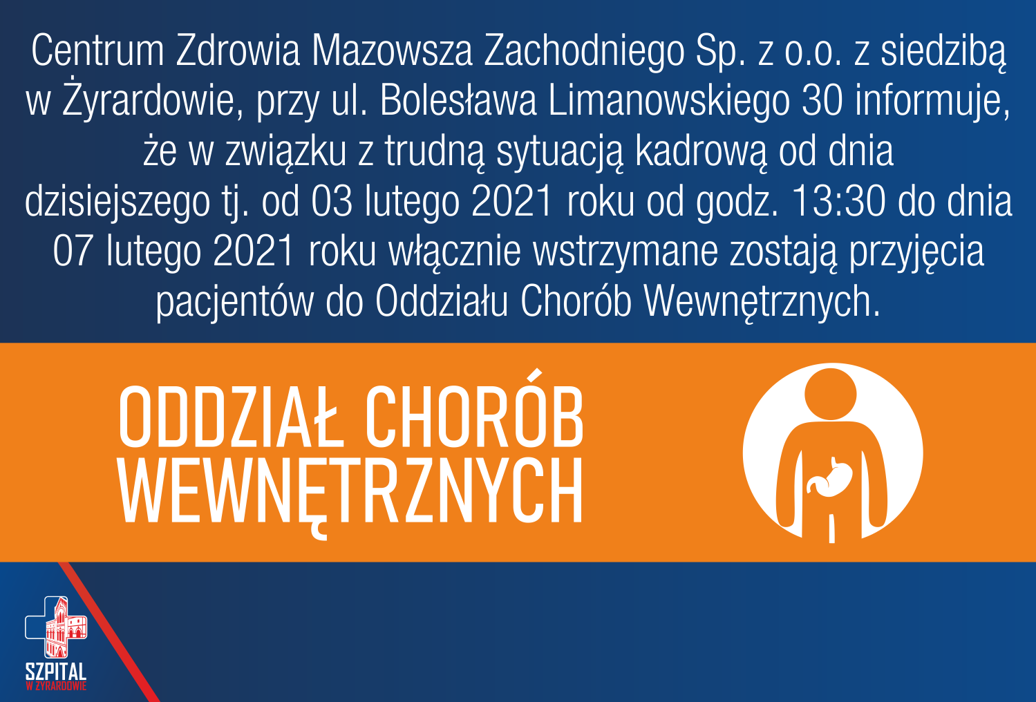 Wstrzymanie przyjęć do Oddziału Chorób Wewnętrznych